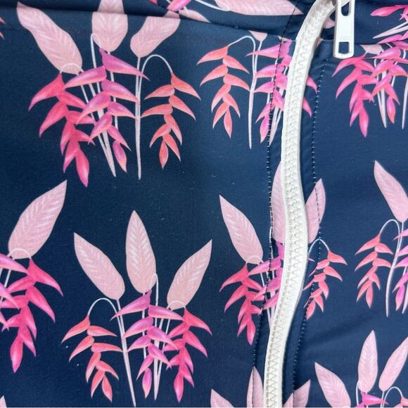 Acacia Swimwear Sz L Heliconia Ehukai Rashguard Surf Suit Blue Floral - Picture 4 of 11